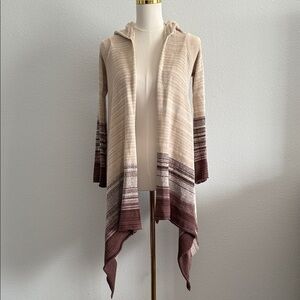 Goddis Striped Boho Hooded Open Front Cardigan Sweater Size S|M